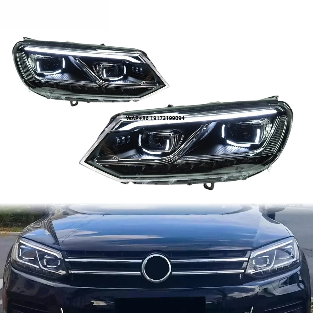 

Фары для Touareg 2011-2015: Обновленные светодиодные линзы, передние фонари, автомобильные аксессуары, хит продаж, Plug and Play, DRL