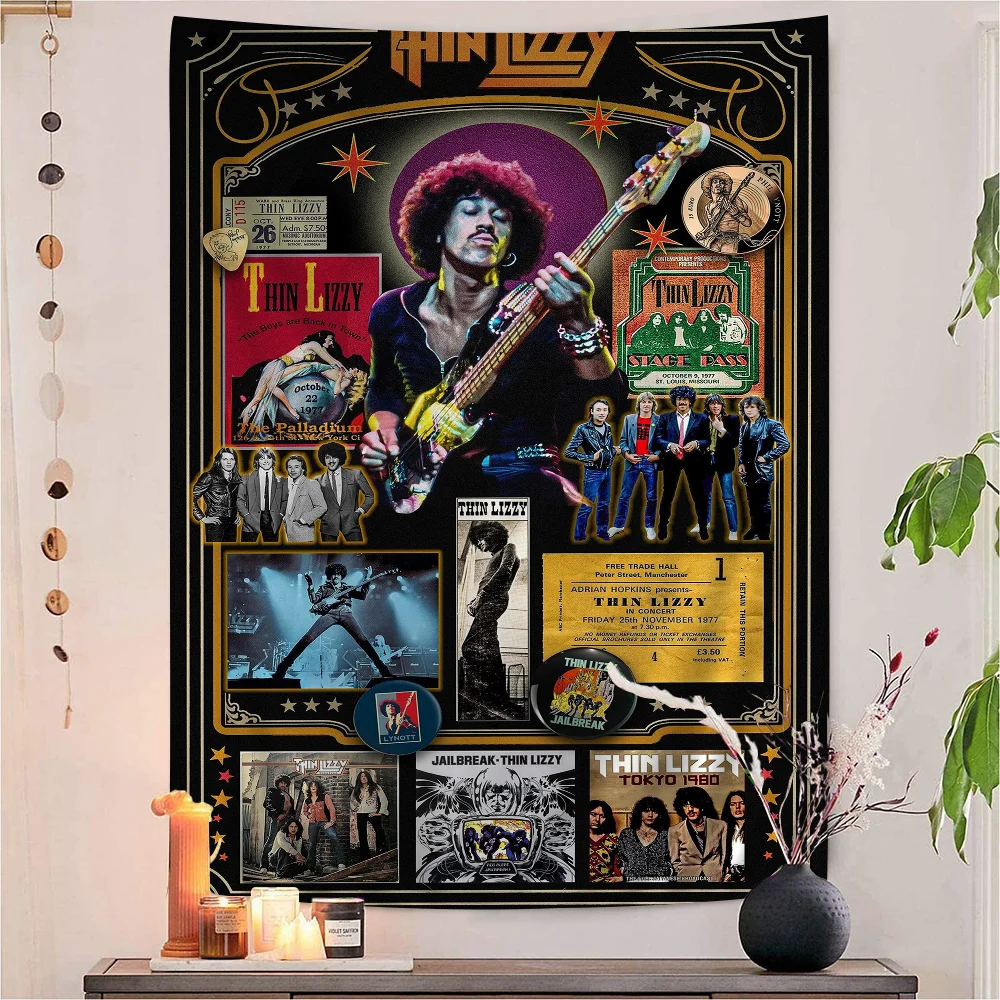 

Classic Rapper Thin Lizzy Band Cartoon Tapestry Bohemian Wall Tapestries Mandala Home Decor