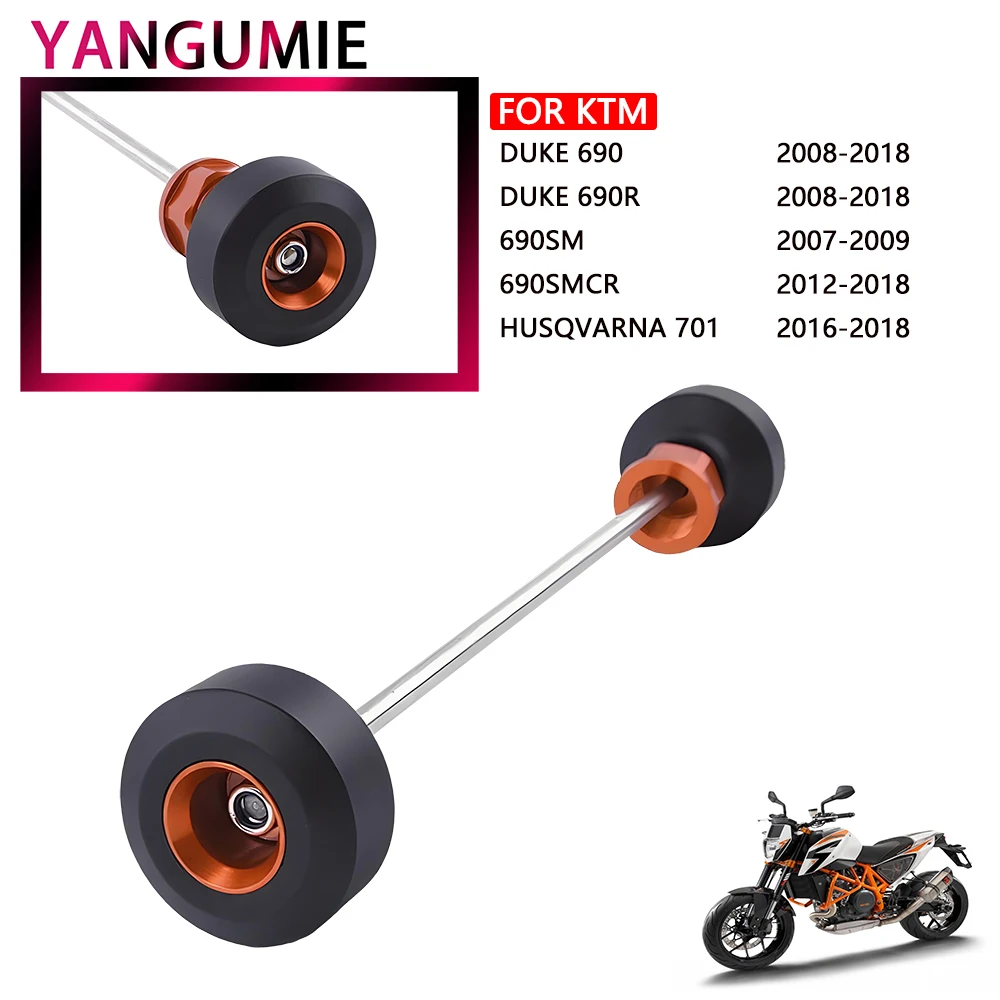 

For KTM DUKE 690 DUKE 690R 08-18 690SM 07-09 690SMCR 12-18 Rear Axle Fork Sliders Crash Protector Motorcycle Falling Protection