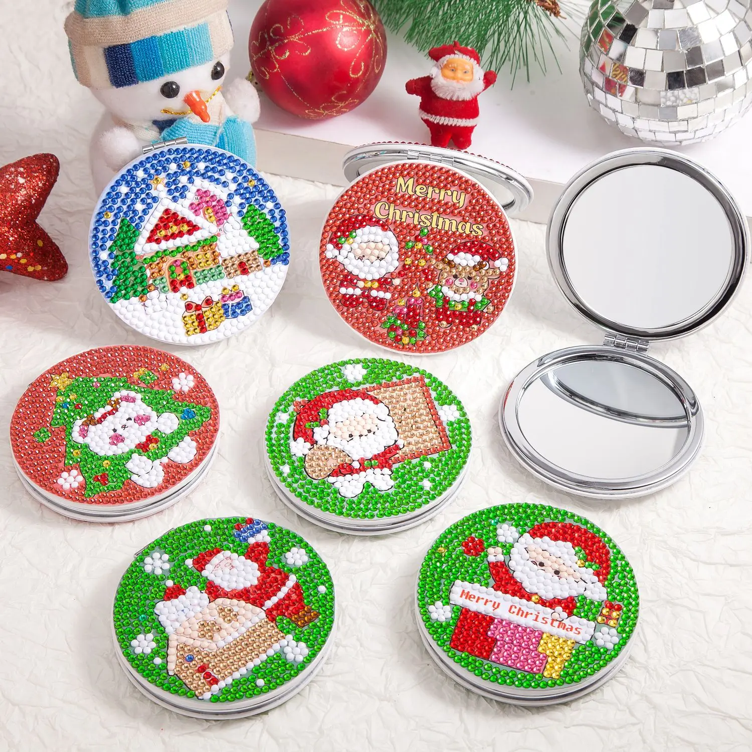 

Diamond Painting DIY Christmas Rotundity Small Mirrors Cartoon Child Handiwork Material Packs Point Drilling Small Mirrors