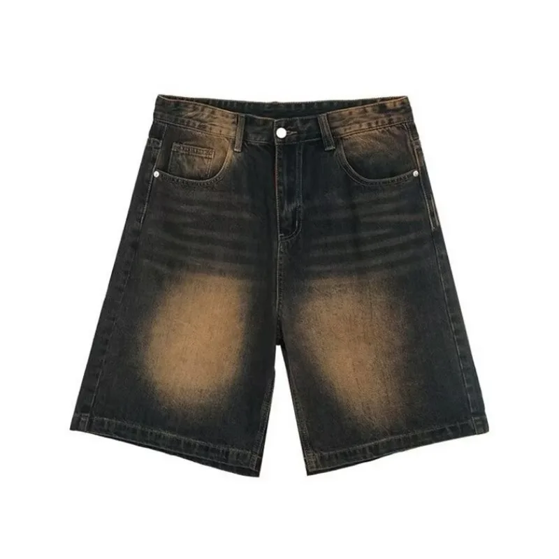 Shorts Heren Gewassen Denim Gezellige Koreaanse Stijl Zomer Charmant Ademend All-Match Vintage Gradiënt Kleur Geavanceerde High Street Soft