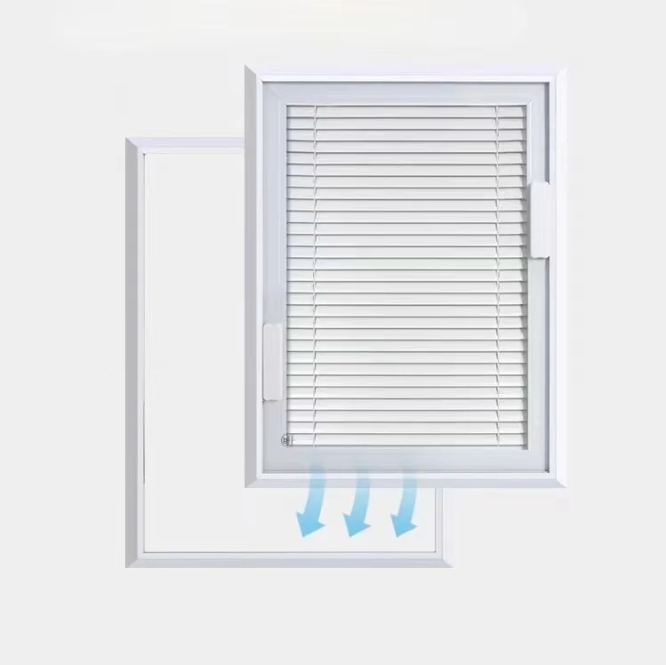 Privacy Protection Integrated Single 5 mm Tempered Glass Aluminum Venetian Blinds Indoor Waterproof Single Glass Window Blinds