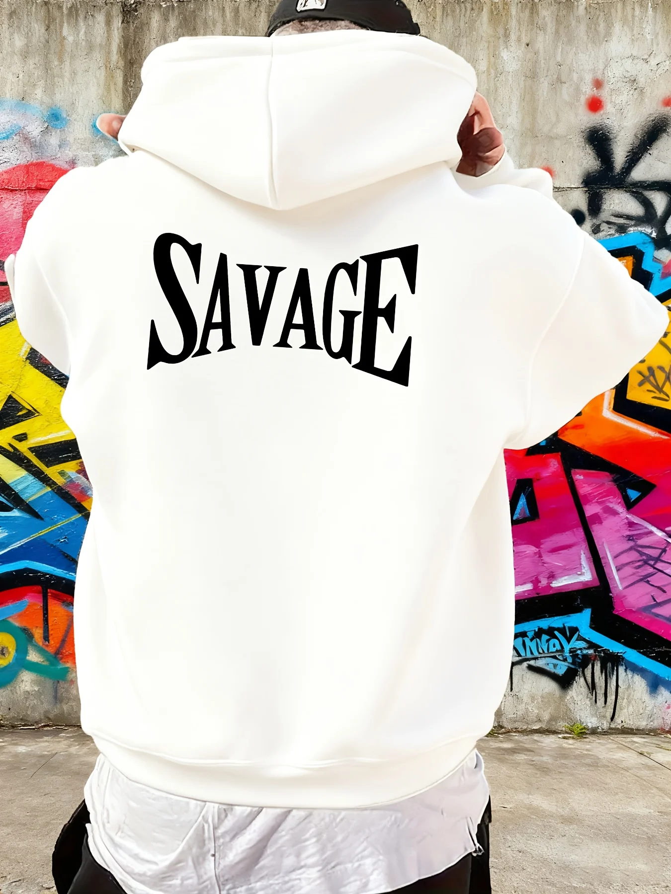 Popular Personality Fashion Letter Print Men Hooded Sweatshirt Autumn Winter Daily Outdoor Sports Loose All Build Leisure Warm