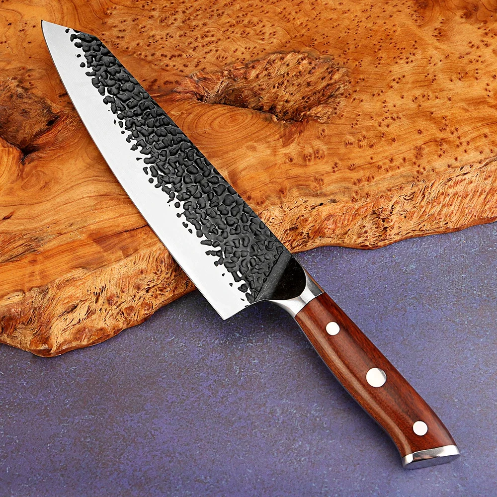 

Профессиональный нож Кирицуке 8 дюймов, японский кухонный нож ручной работы для домашних повара, нержавеющая сталь 5Cr15Mov, ручка Pakkawood