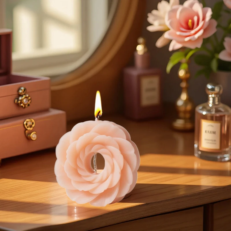 Flower Ring Pillar Silicone Candle Mold DIY Aromatherapy Handmade Soap Ornament Plaster Gypsum Resin Mold Home Decor