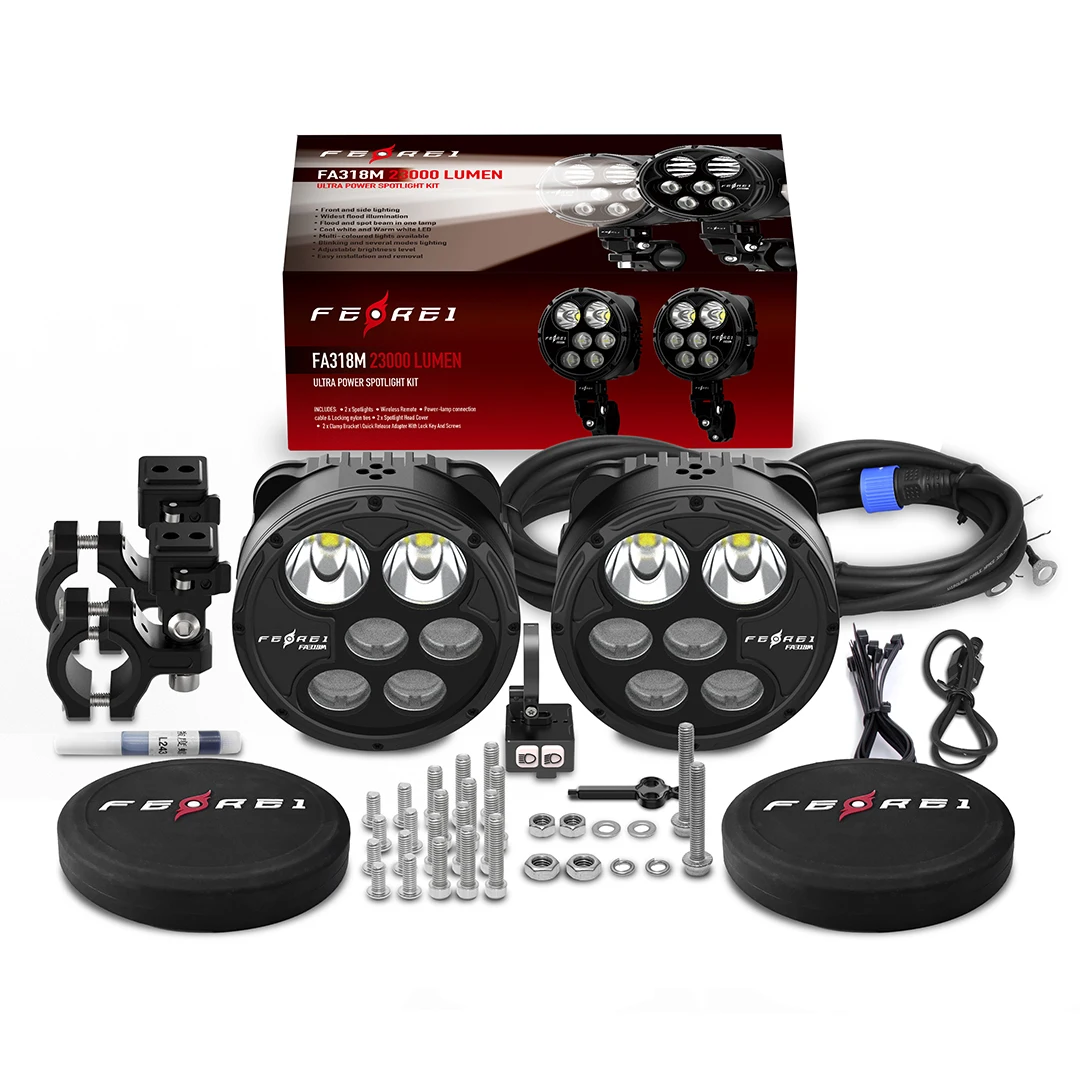 Upgraded versionFerei FA318M Motorcycle Auxiliary Auto LED Driving Wireless Remote Control TYPE-C Interface Patented Double-Side