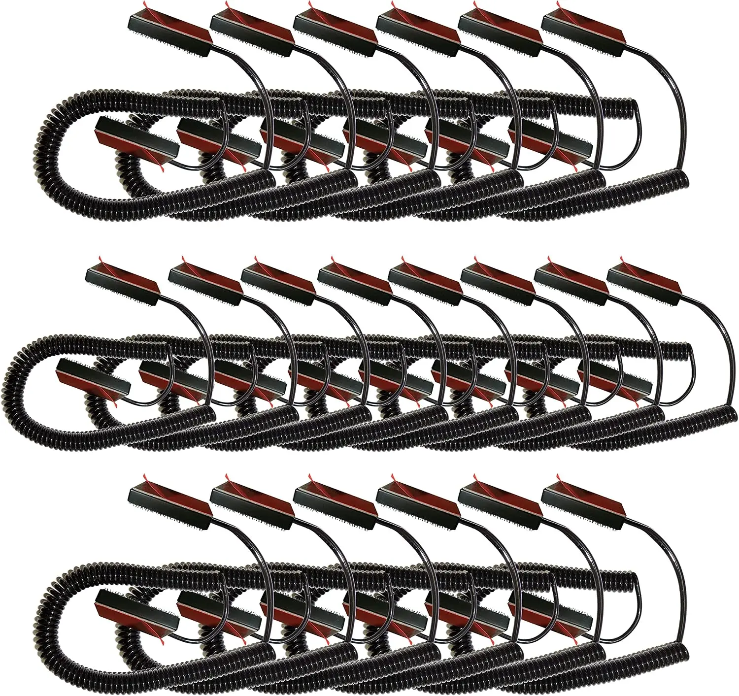 Universal Coiled Security Cable - Black Bulk Pack - Remote Control Tether Security Cable Leash with Hook and Loop Fastener Tape and Double-Sided Tape - CBL02 (20-Pack)