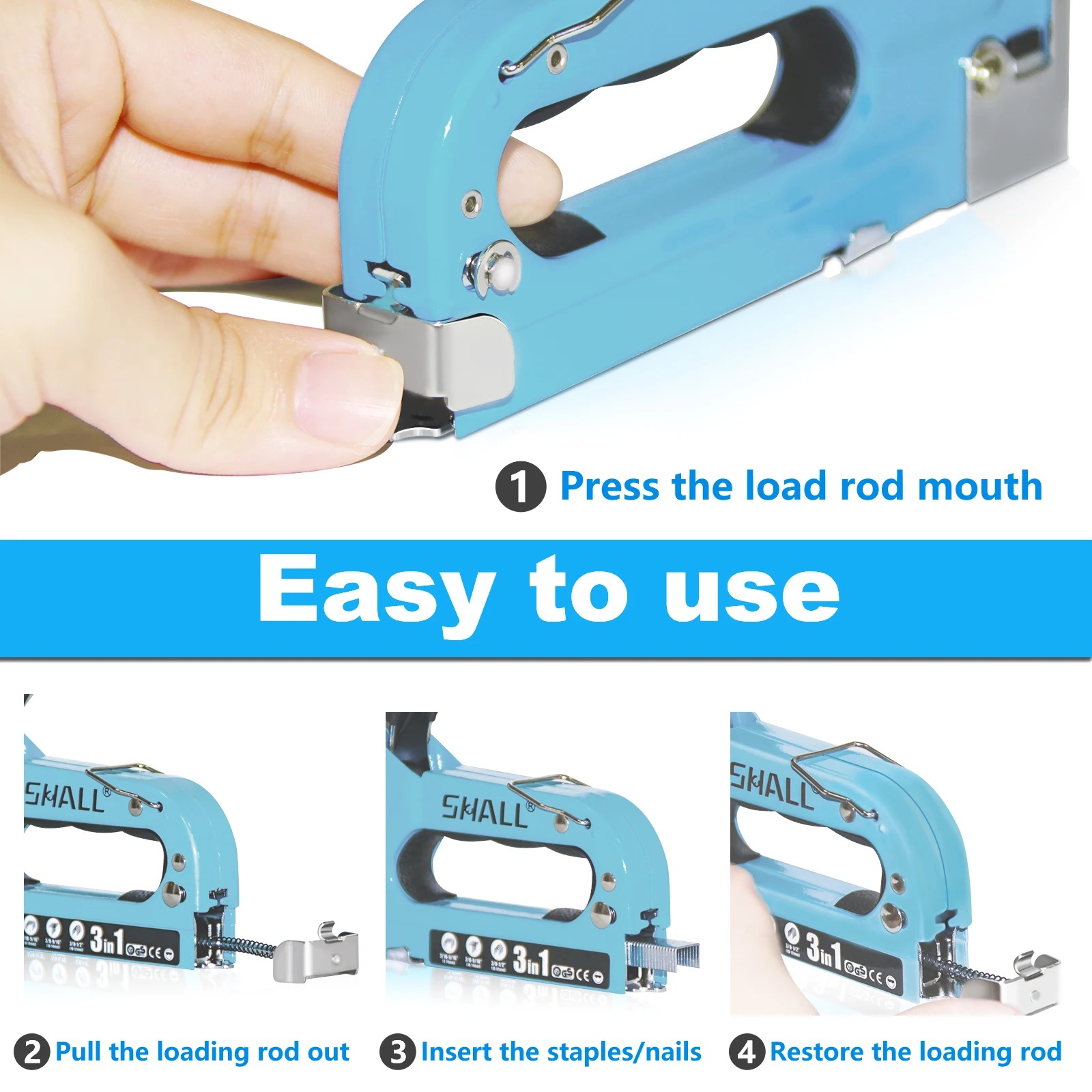 SHALL 3 In 1 Nail Gun DIY Furniture Construction Stapler Upholstery Staple Gun With 3000 Staples Home Decor Carpentry Tools