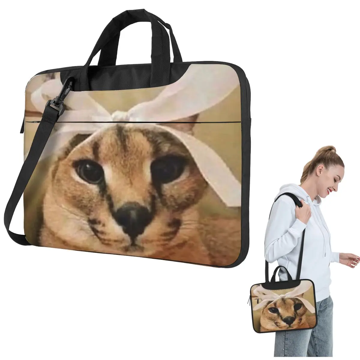 

Сумка для ноутбука Big Floppa Animal Cat, защитный чехол, сумка для компьютера 13, 14, 15,6 дюймов, сумка через плечо для ноутбука Macbook Pro Air
