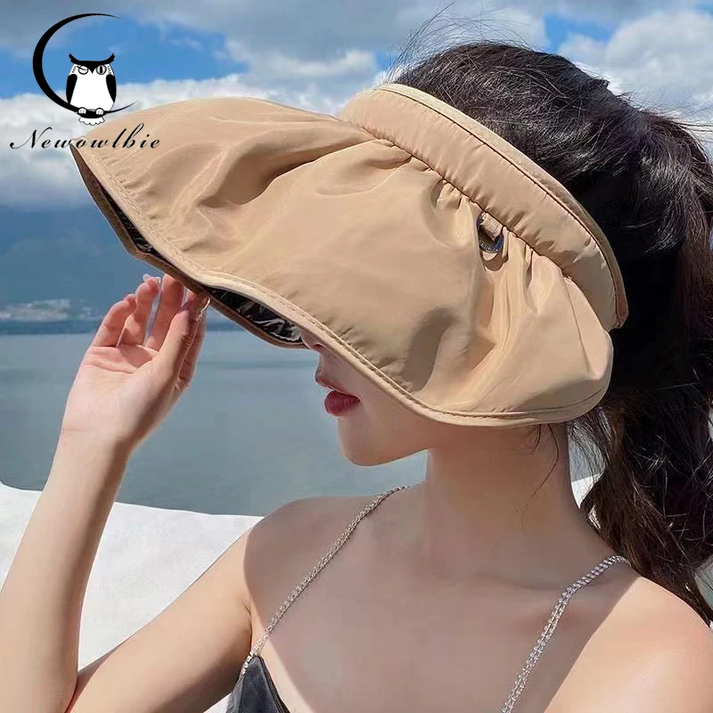 

New Women's visor hat Fisherman hat Portable dual purpose hair band summer UV resistant UPF 50+outdoor travel beach hat
