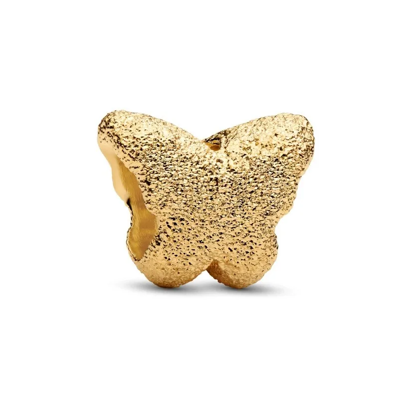 

2026 New Gold Sparkling Style Frosted Texture Butterfly Charm Bead Compatible Original European Snake Bone Bracelet Accessories