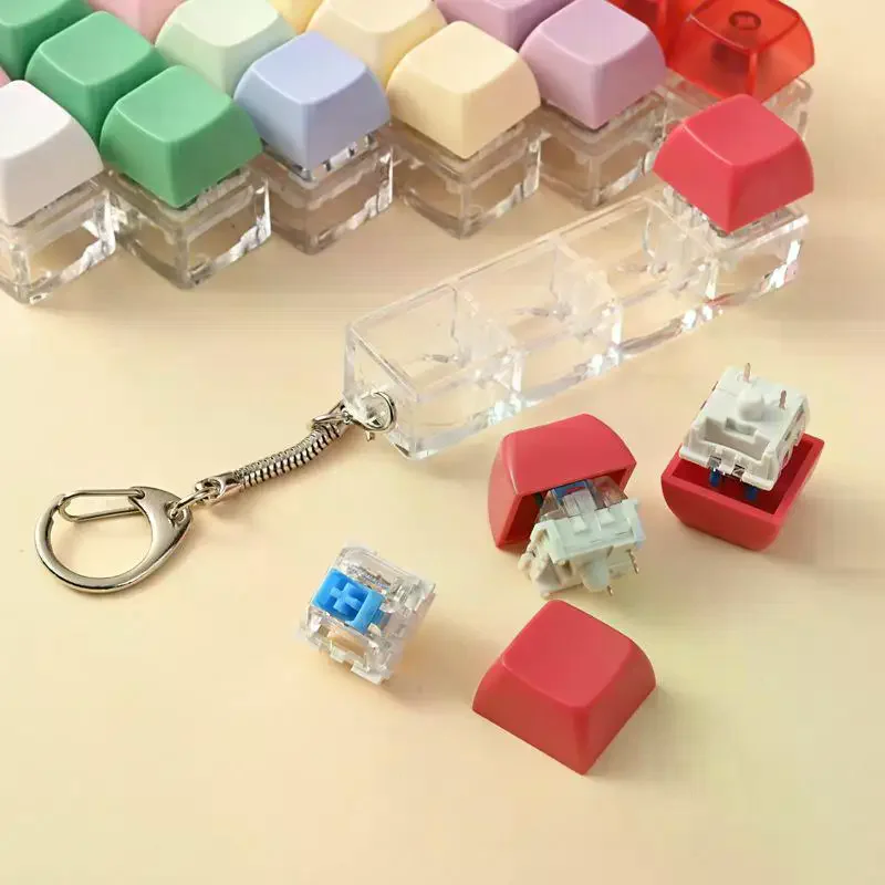 4 Keys Button Keycap Stress Relief Adult Fidget Toy Keychain 4 Keys Keyboard Fidget Gadgets Toys DIY Keyboard Keychain Toys