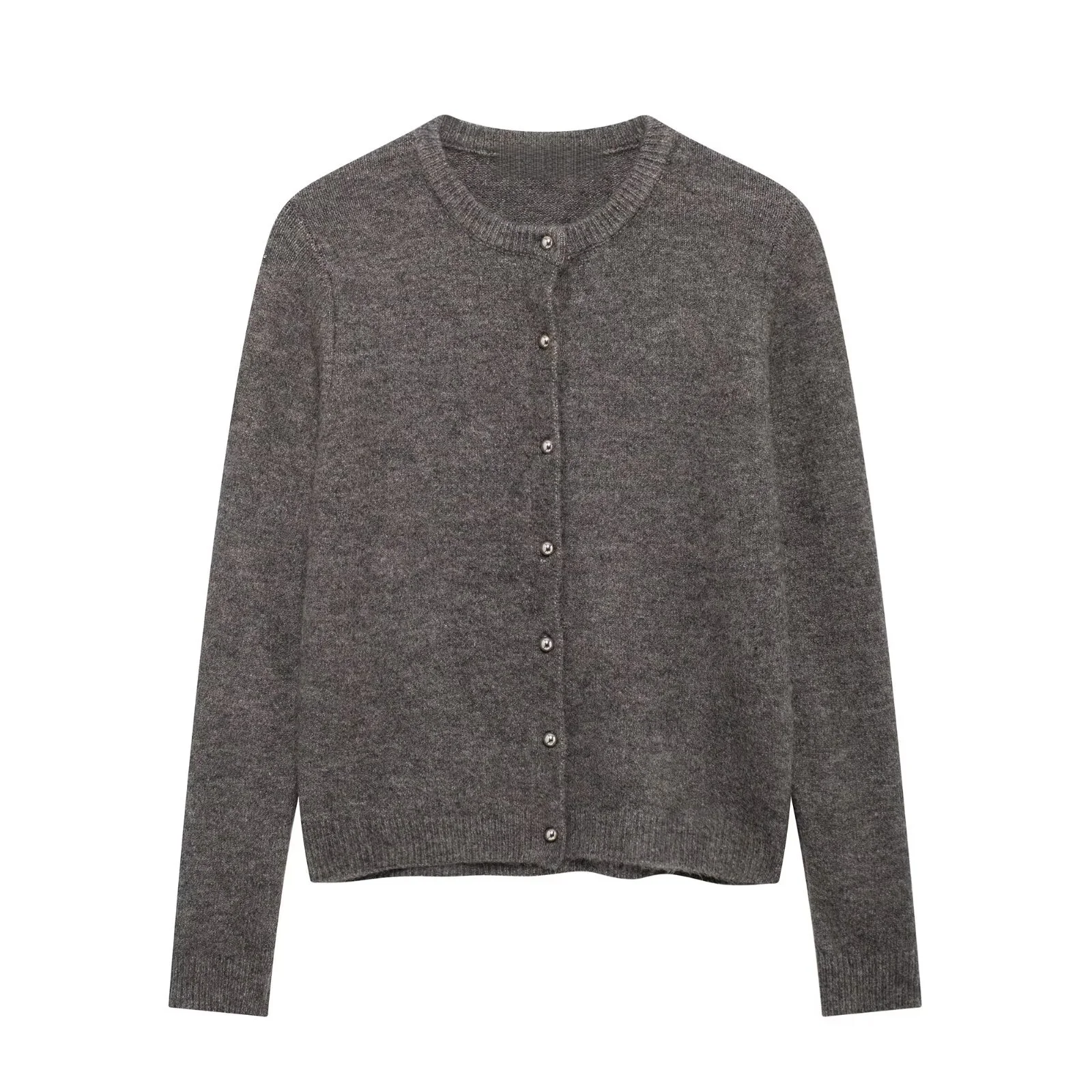 2025年冬新作 レディース カジュアルファッション 通勤 多用途 ラウンドネック ニットセーター メタルボタン装飾付き