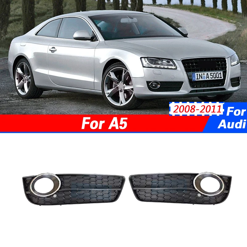 

Black Car Front Bumper Fog Light Grille Cover For Audi A5 2008 2009 2010 2011 Left/Right Exterior Accessories