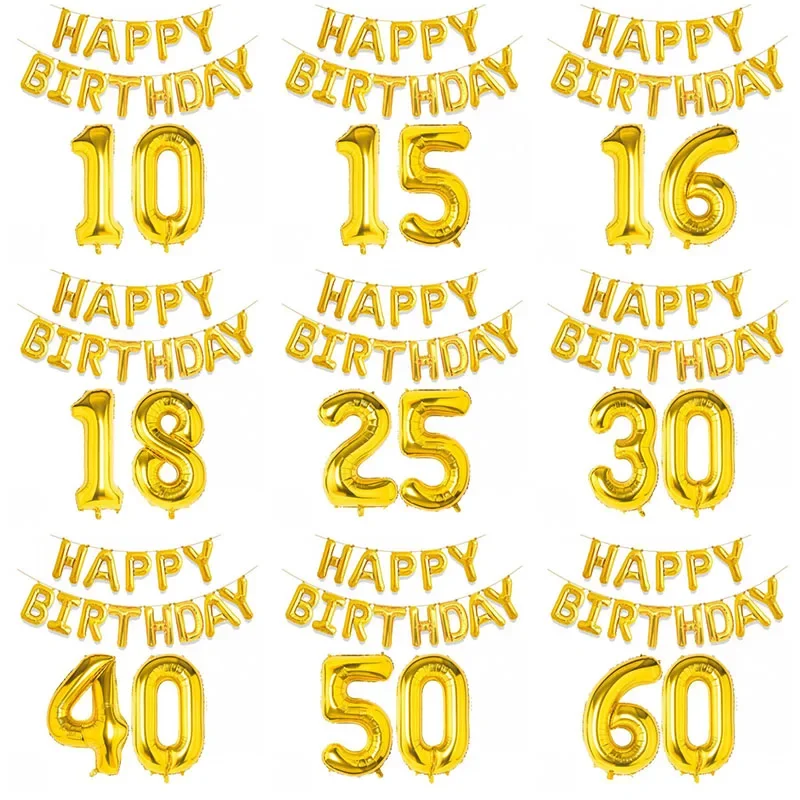 Goldene Happy Birthday Zahlen-Folienballons Erwachsenen-Partydekoration für Männer und Frauen 10 11 12 15 18 25 30 40 50 60 Jahre Alt – Detail 5