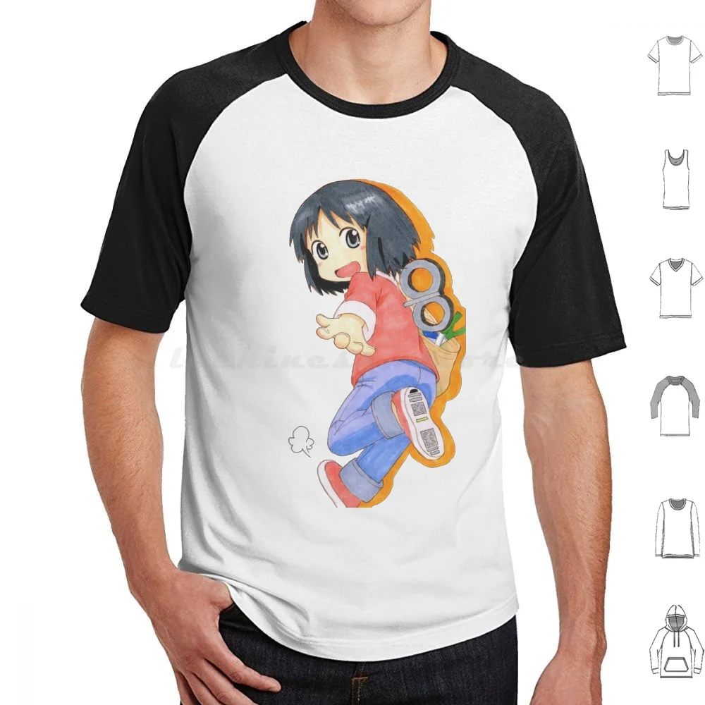 Camiseta Nichijou-Nano Wind-Up Key talla grande 100% algodón Nichijou Yuukos Nezumi Sakamoto Nichijou Obk Obake Nichijou Raven Crow