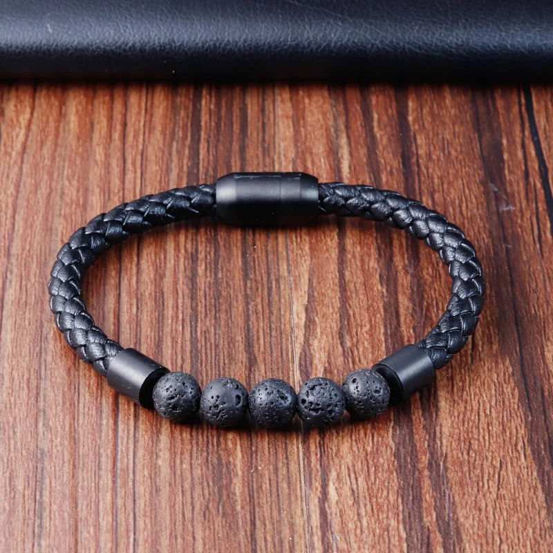 Bracciali firmati in acciaio inossidabile realizzati con pietre naturali bracciale placcato oro Punk con gioielli gotici di roccia vulcanica