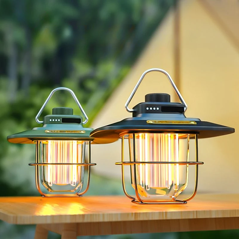 

LED Camping Light Retro Hanging Tent Lamp Waterproof Retro Camping Lantern Stepless Dimmable 4500mAh Rechargeable Emergency Lamp