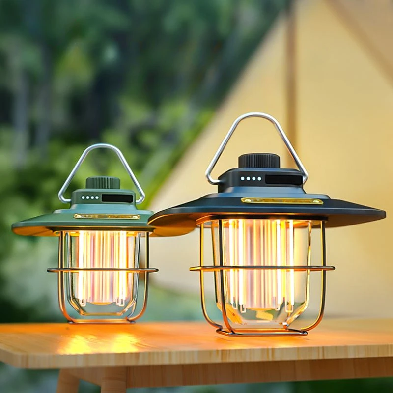 LED Camping Light Retro Hanging Tent Lamp Waterproof Retro Camping Lantern Stepless Dimmable 4500mAh Rechargeable Emergency Lamp