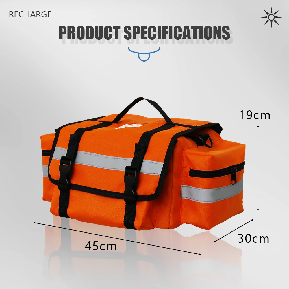 Professional Empty Orange First Responder Bag EMT Trauma First Aid Carrier for Paramedics and Emergency Medical Supplies Kit