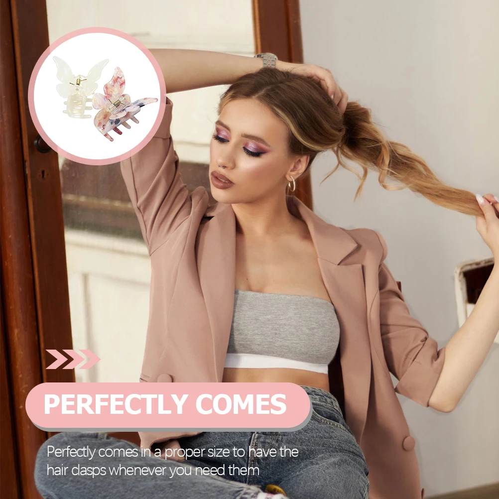 

2 Pcs Claw Clip Butterfly Women's Clips Jay Acetate Sheet Hair Barrettes for Accessories