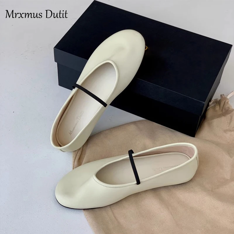 Mrxmus 2024 Spring Summer Fashion New Women Genuine Leather Square Head Shallow Sandals Elegant Simple Casual Shoes Female Chic