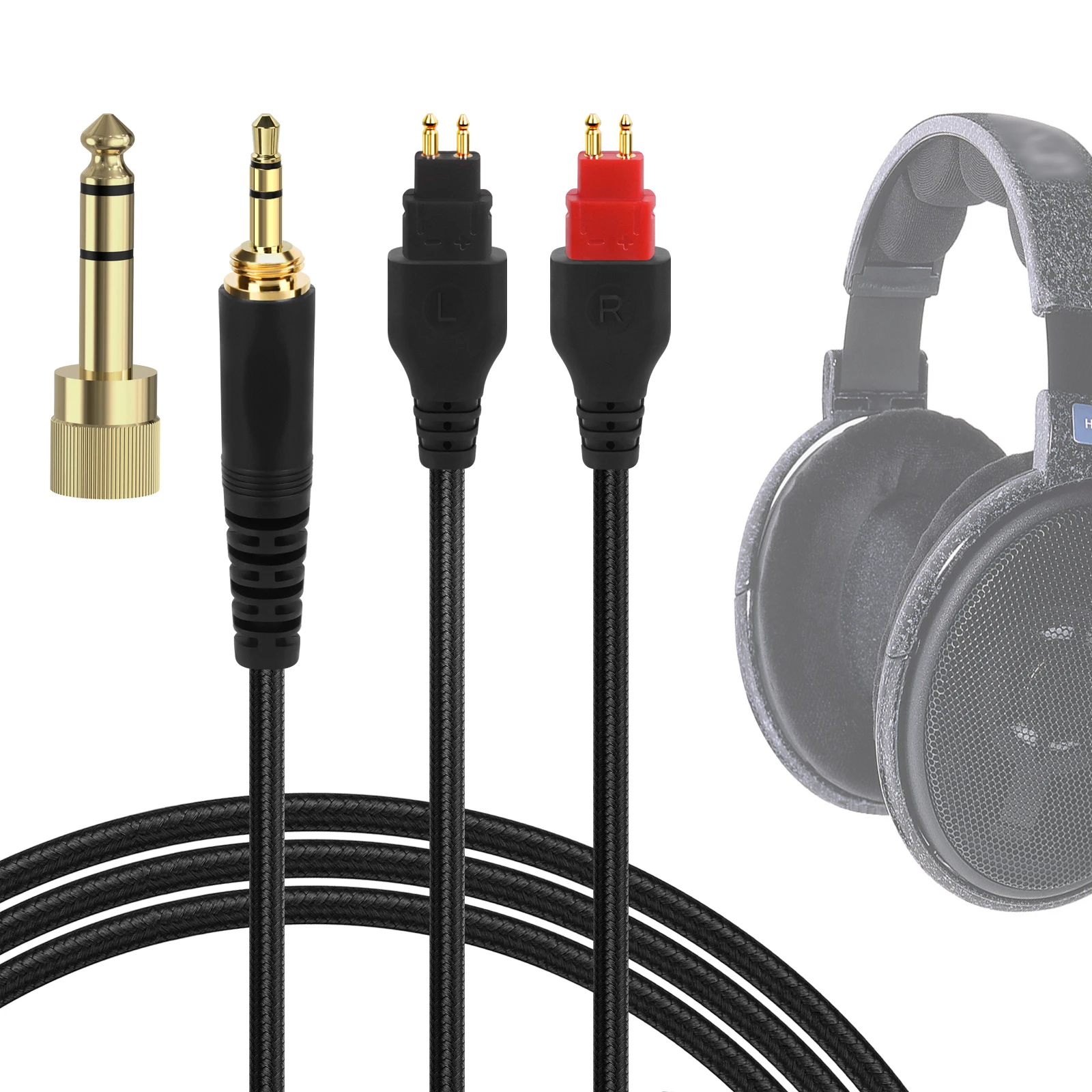 Аудиокабель Geekria, совместимый с HD600, HD650, HD660S2, HD6XX, 3,5 мм, 2-контактный, плетеный нейлоновый шнур для наушников (1,5 м)