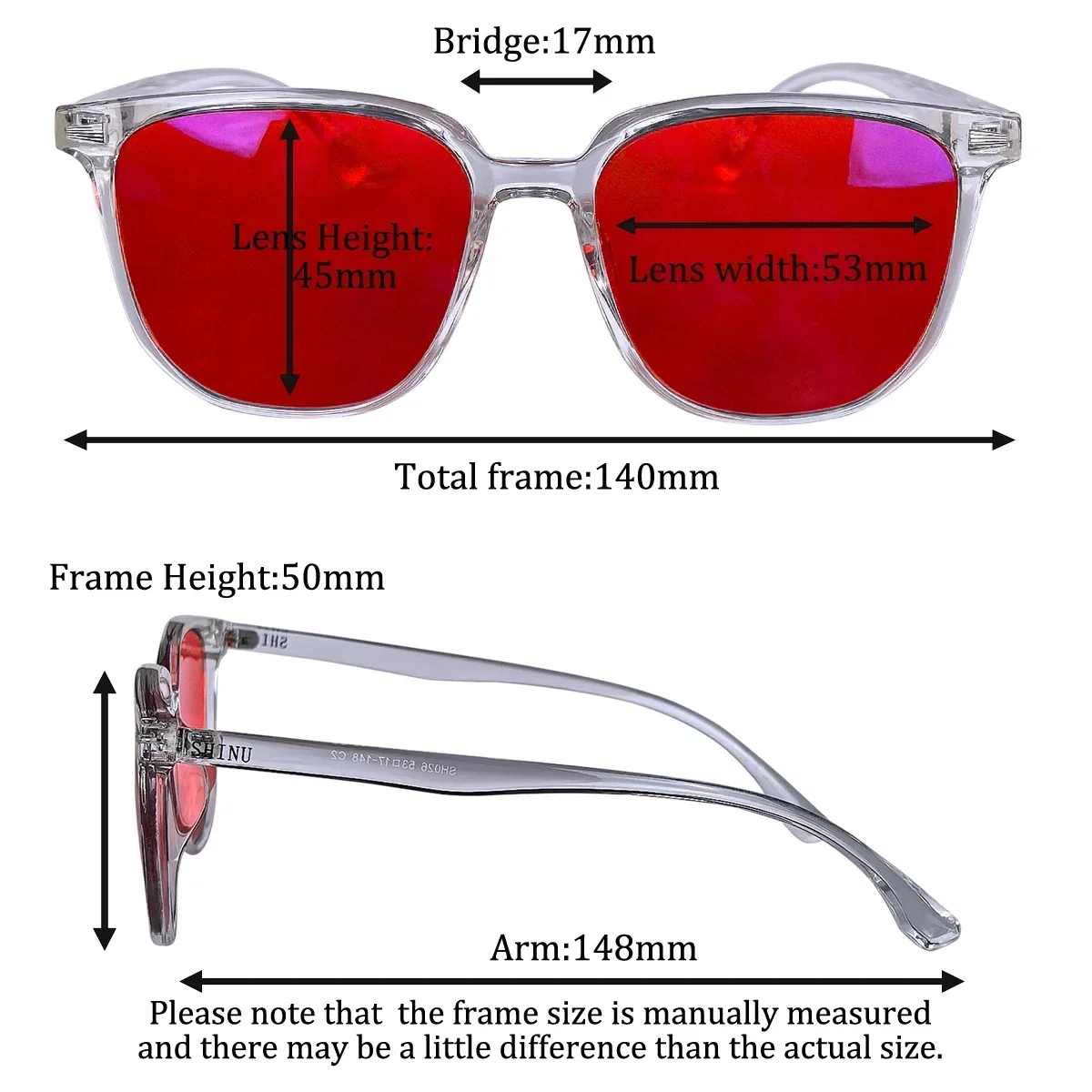 SHINU Red Lenses Anti Blue Light Glasses For Good Sleep Orange lense glasses work and computer game Men Eliminate Eye Strain