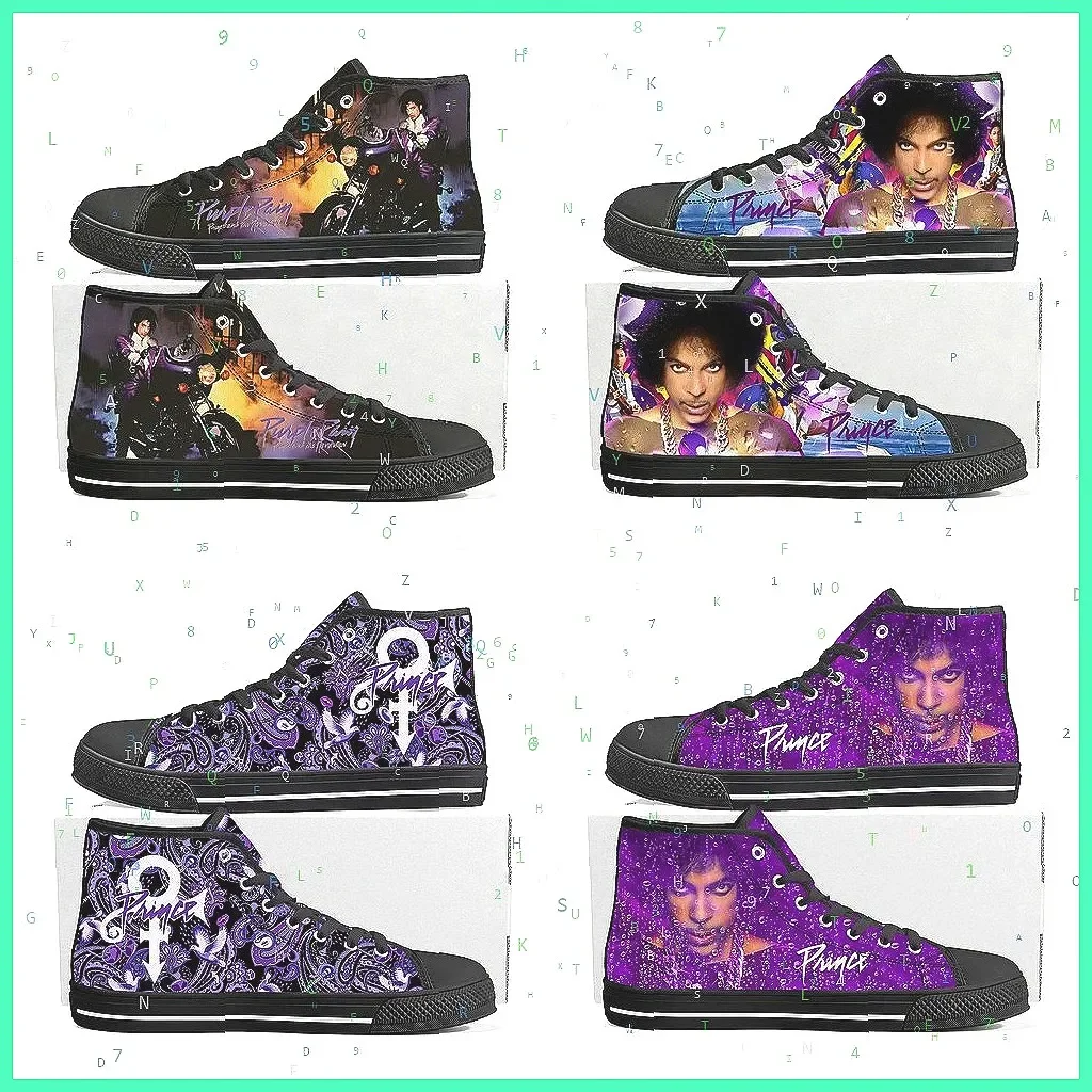 Prince Rogers Nelson High Top Canvas Sneakers, Custom Casual Couple Shoes for Men Women Teens
