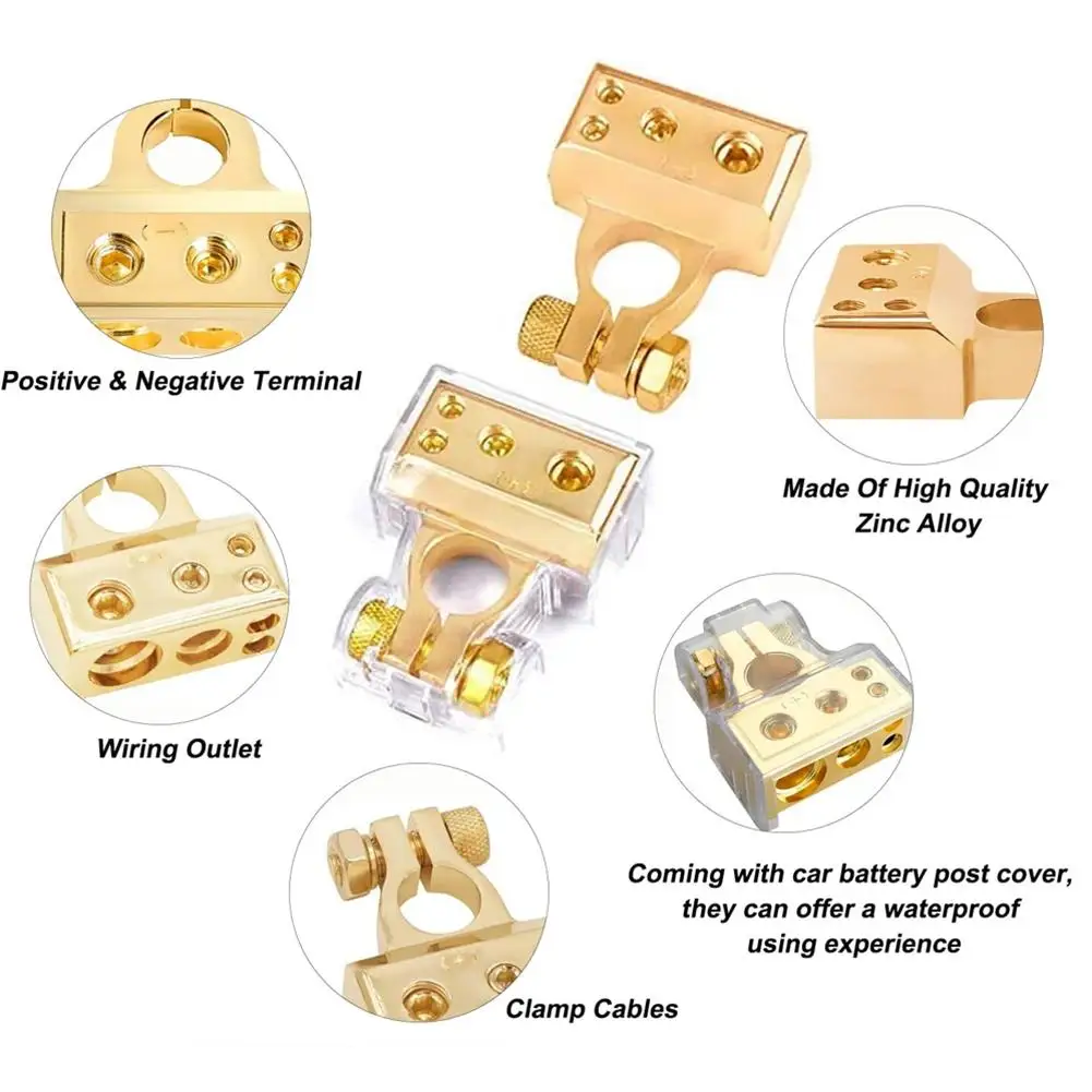 

1 пара разъемов для автомобильного аккумулятора, комплект 2/4/8/10 AWG, автоматический аудио, положительный отрицательный зажим для аккумуляторной батареи с прозрачными крышками, прокладки