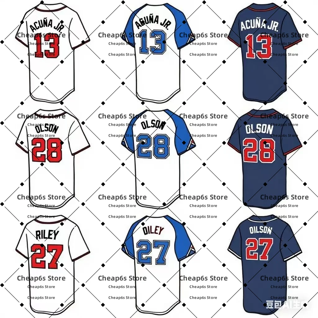 

Men's Youth Navy Embroidery AustinRiley Matt Olson Ronald Acuna Jr. Atlanta American Baseball Jersey