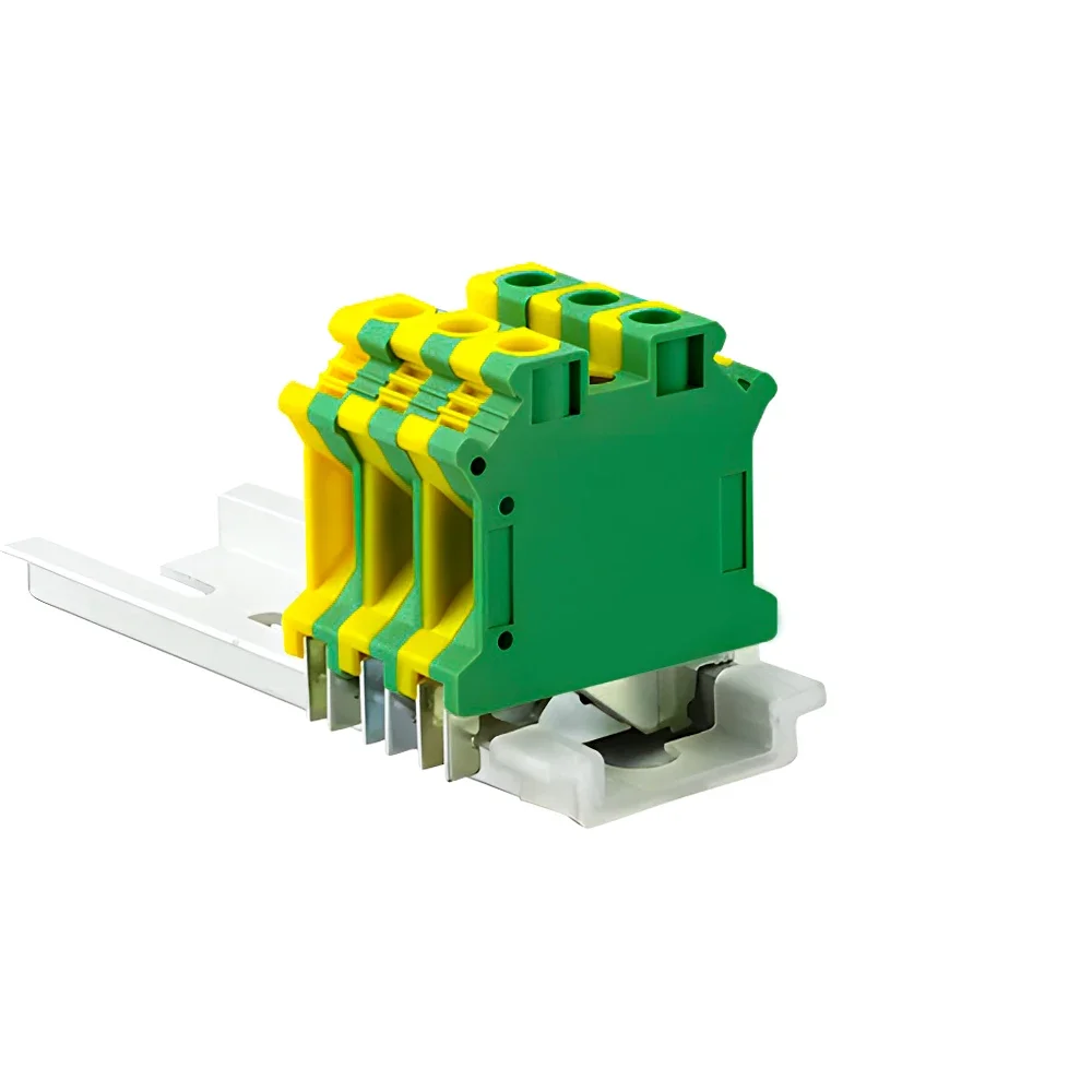 PE Din Rail Terminal Block 10Pcs USLKG-10N Screw Terminal Blocks Ground Universal Class Connector USLKG10N Wire Conductor