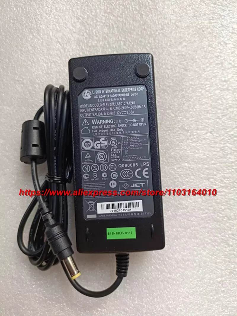 Genuine LI SHIN LSE0107A1240 AC Adapter 12V 3.33A 40W Power Supply Charger Adaptor 5.5*2.5mm