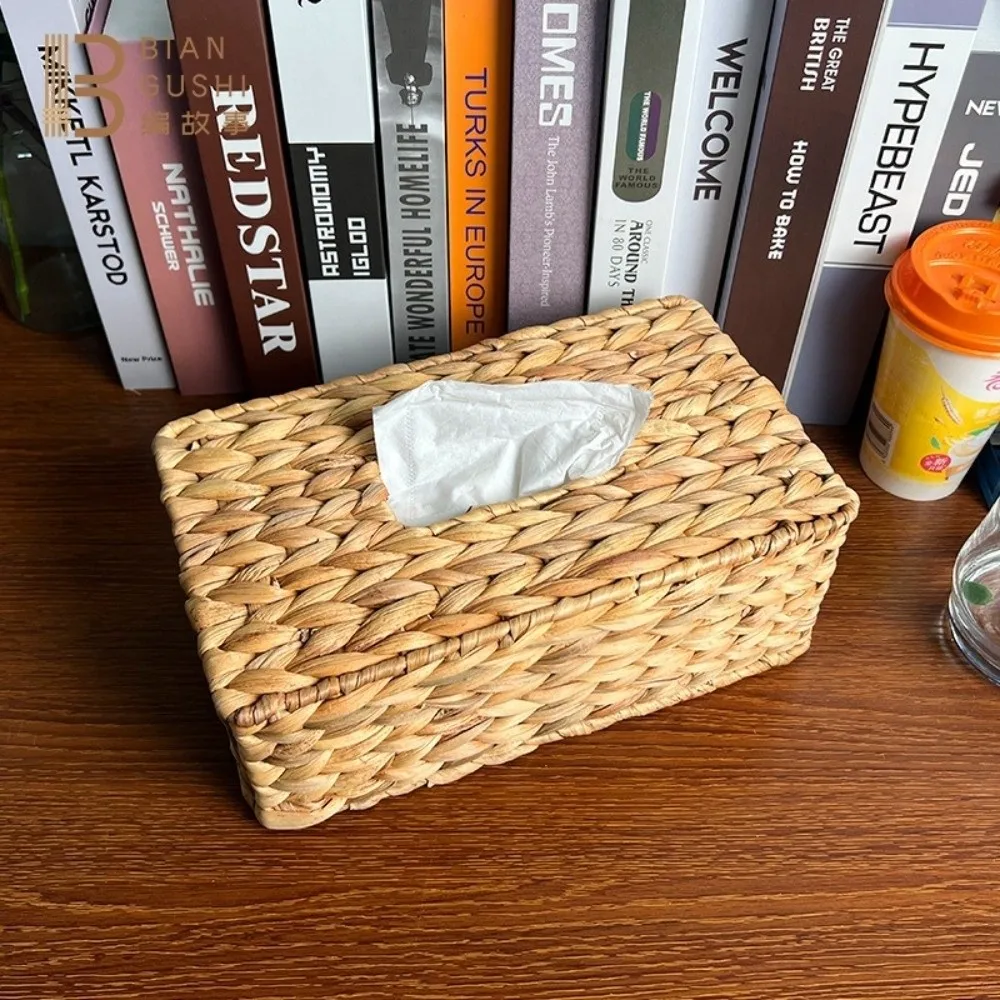 

Straw Woven Tissue Box Cover Natural Decorative Tissue Box Lightweight Environmental Protection Napkin Holder
