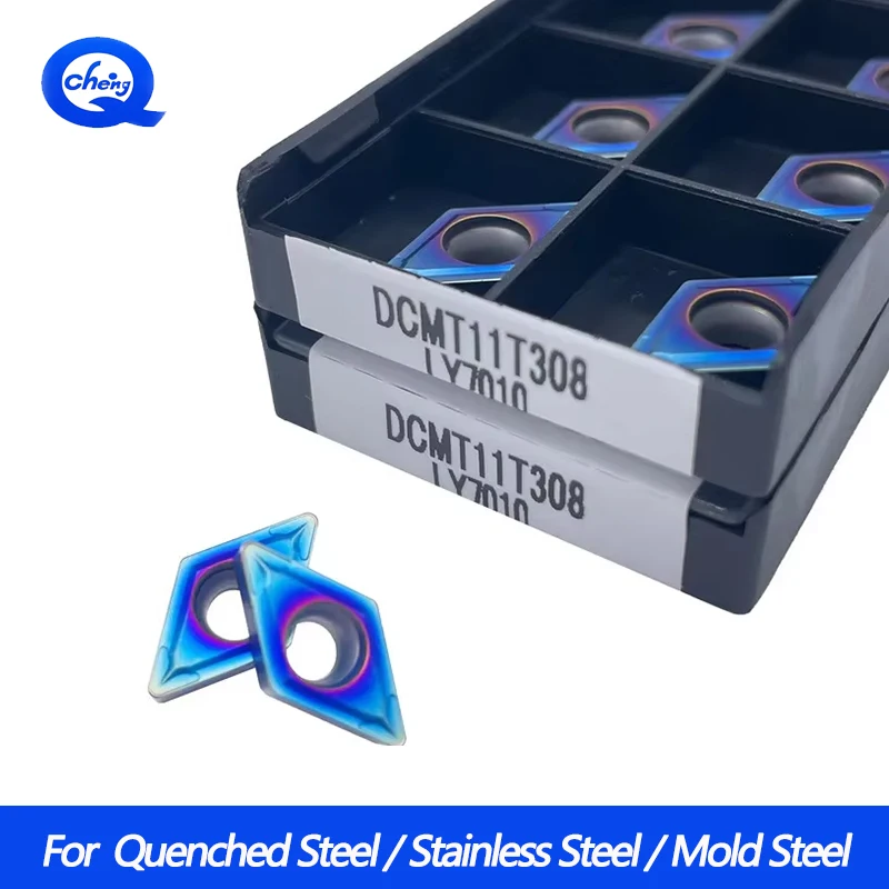 

10Pcs/Box DCMT11T304 DCMT11T308 Nano Blue Coated Inserts Suitable For Hardened Steel High-Hardness Steel And Other Materials