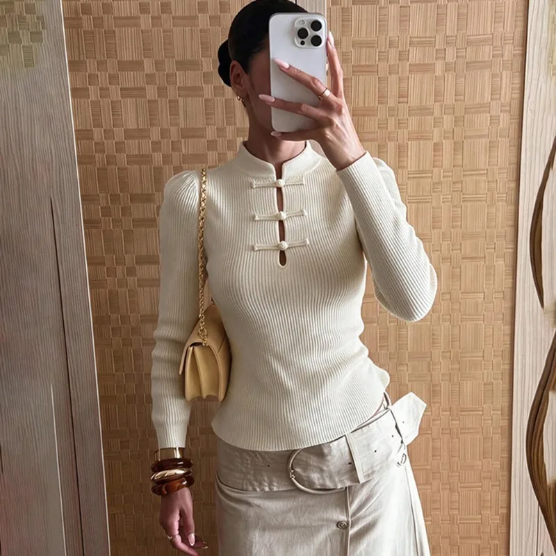 Tuularose Elegant Knit Pullovers Fashion Solid Hollow‑Out Slim Long‑Sleeve Sweaters Casual Ribbed Patchwork New Women's Jumpers