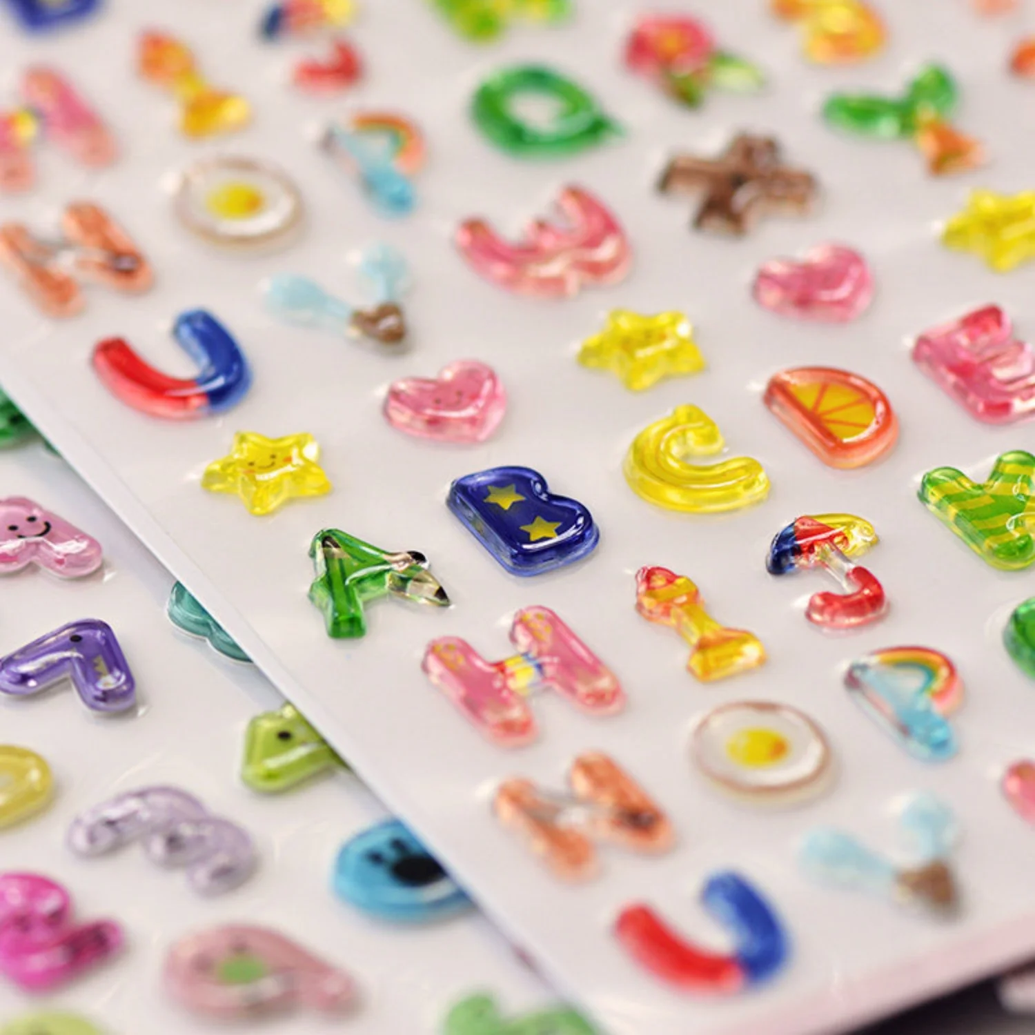 BONITO Colorful Alphabet Number Jelly 3D Stickers Scrapbooking Diy Journal Cute Stickers Stationery Sticker School Gift
