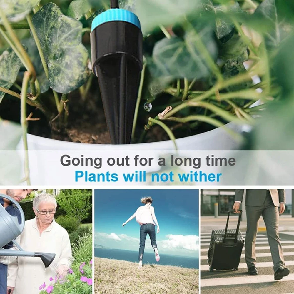 1 Set Automatisches Bewässerungssystem für den Innenbereich, Tropfbewässerungssystem mit 10 Bewässerungseinheiten, Garten- und Hofbewässerungskanne für – Detail 3