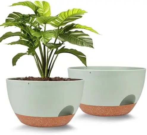 

12-дюймовые горшки для растений, набор из 2 шт., зеленые