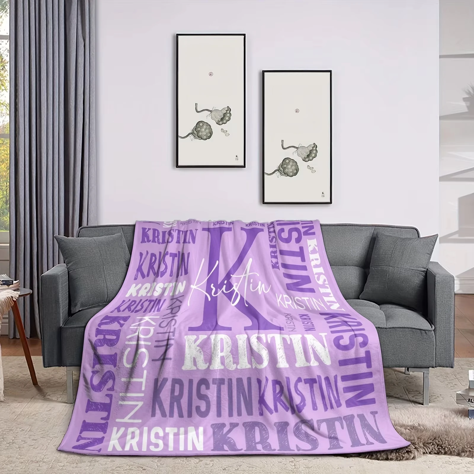 Personalized Custom Blanket For Adult Kids Customizable Name Flannel Blanket Soft Cozy For Bed Sofa Travel Perfect Birthday Gift