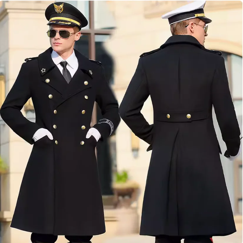 Winter woolen general coat men's German style medium to long image dress