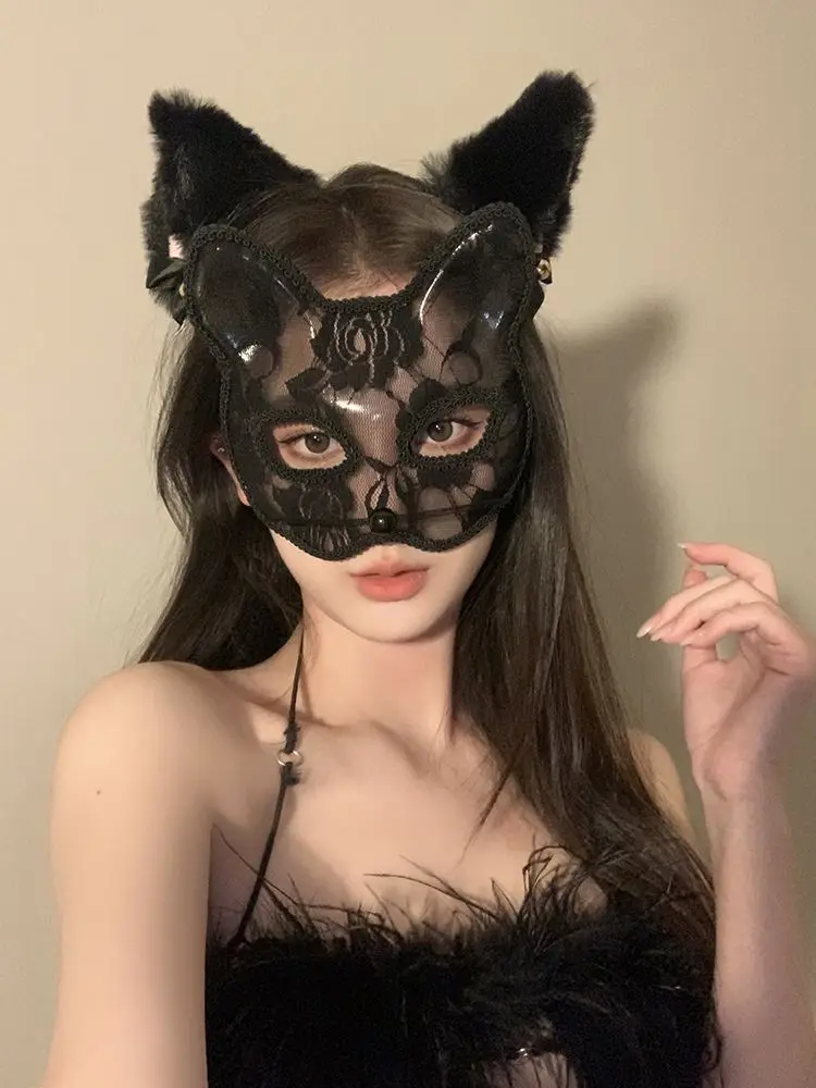 Halloween Sexy Volwassen Kant Masker Maskerade Partij Kat Oren Vrouwelijke Half Gezicht Catwoman Masker Cosplay Grappige Vrouw Heren Kostuum Anime
