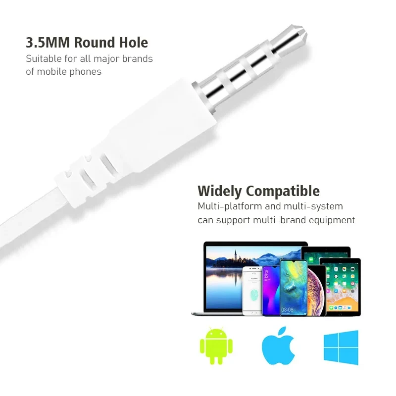 1/2/3/4Pcs Universal 3.5mm Stereo In-Ear Headphones Sport Music Earbud Handfree Wired Headset Earphones With Mic view 3