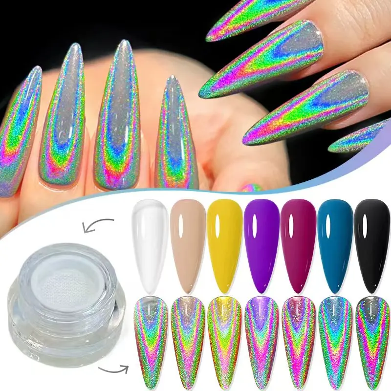 1 PCS Laser Aurora Nail Powder Cushion, Aurora Chrome Nail Powder, No Powder Fallout, Simple Nail Powder Nail Tools.