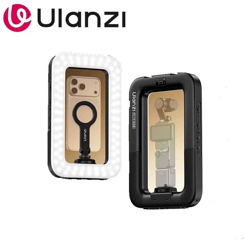 Ulanzi PL15RGB ハンドヘルドRGBリングライト LEDビデオライト 2500K–9000K バイカラーフィルライト iPhone 17用 DJI Pocket ライブストリーム用