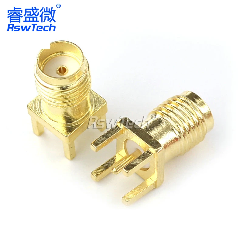 SMA-KE Striaght 28.5MM Female Jack Adapter Solder Edge PCB Mount RF Copper Connector