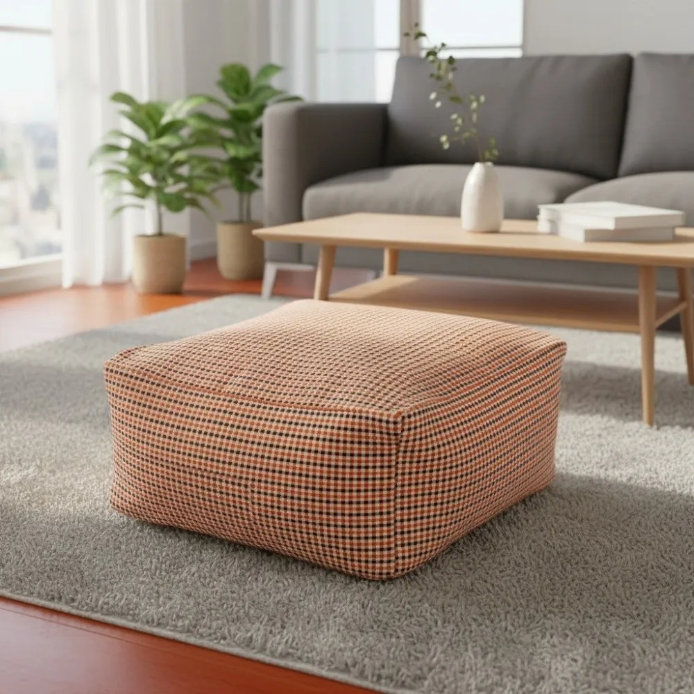 Large Capacity Square Pouf Cover Nordic Style No Fillings Storage Leg Bench Stackable Solid Color Unstuffed Cushion Cover
