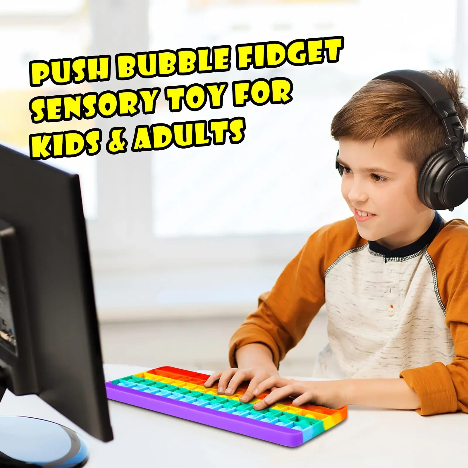 Rainbow Keyboard Pop Push Bubble Fidget Toys Multi-Color Keyboard Toy For Children Desktop Antistress Toys