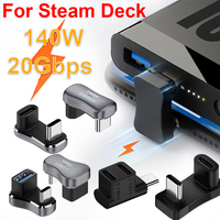 1/2PCS for Steam Deck Accessories 180 Degree Angle USB C Adapter USB-C Male to Female 20Gbps PD 140W Charging Converter Adapter