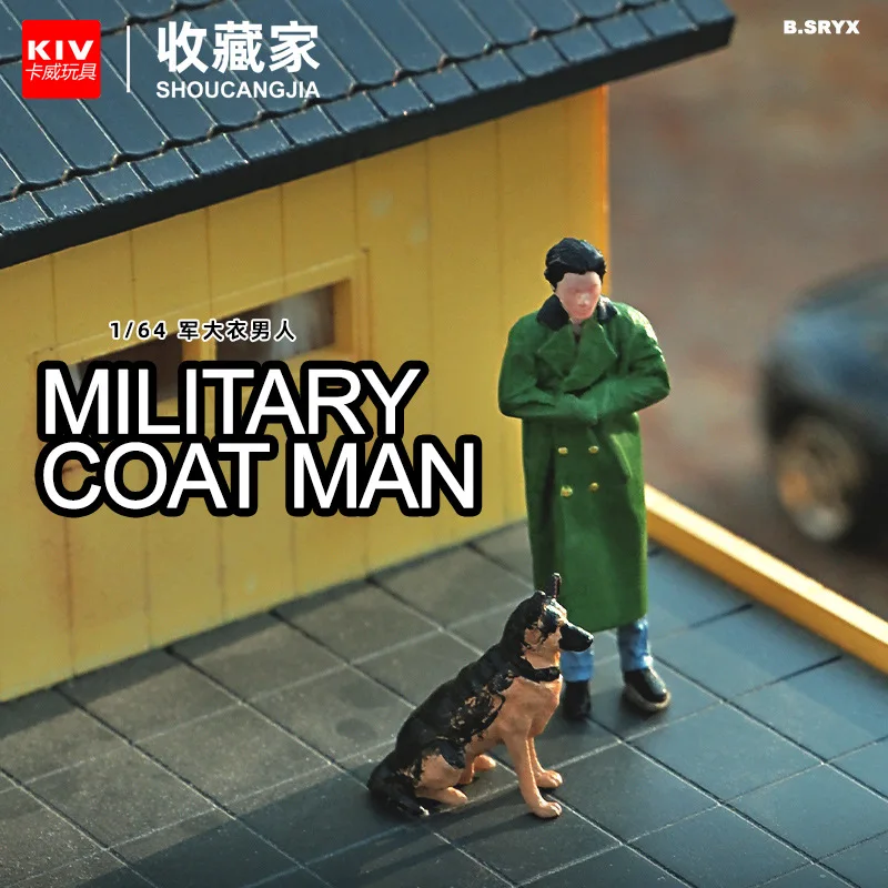 

Resin Handmade Painted 1/64 Retro Style Army Coat Man Diorama Figure Model Miniature Creative Photography Display Collection